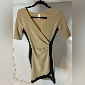 No Boundaries Tan and Black Midi Dress size 1 xsmall or gold depending on you